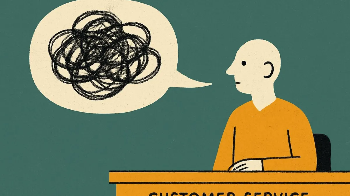 how to handle angry customers interview question illustration, simplified customer service scene