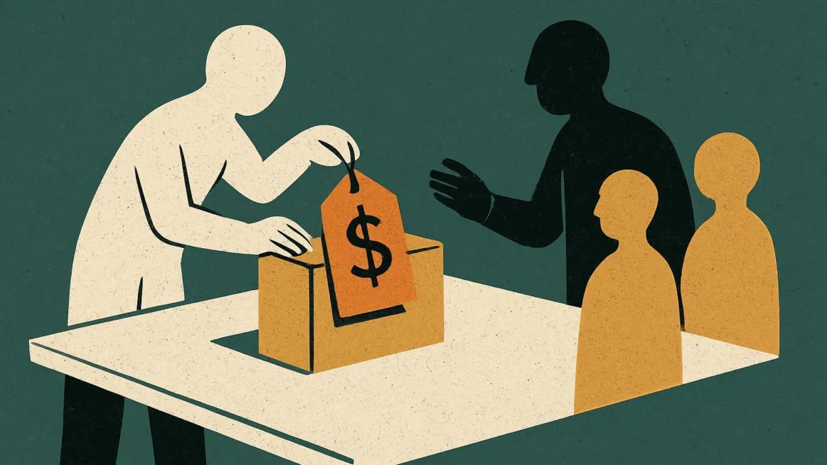 how to raise prices illustration showing a business adjusting prices with care and customer trust