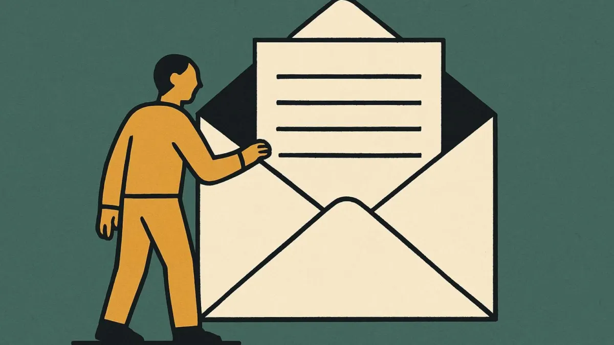 how to write a professional email editorial illustration of structured envelope